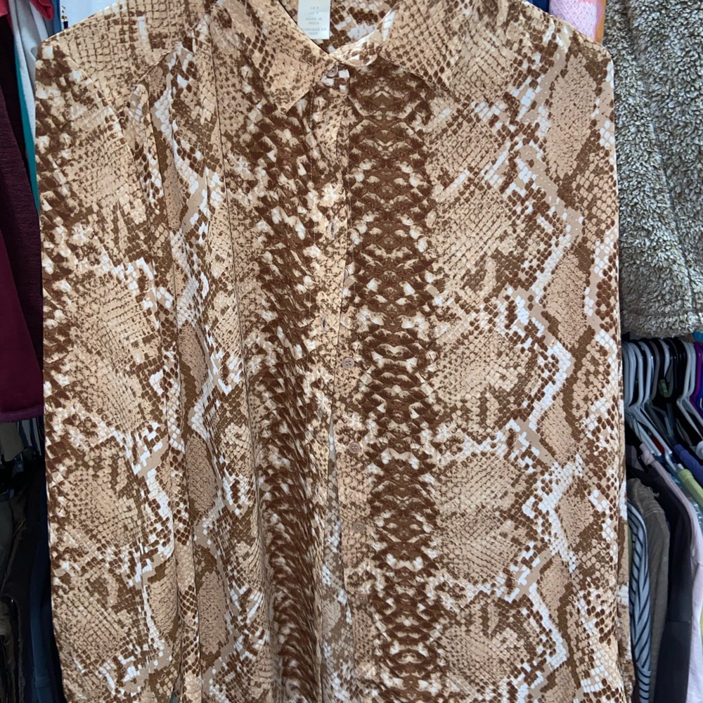 H&M Brown Snake Print Blouse